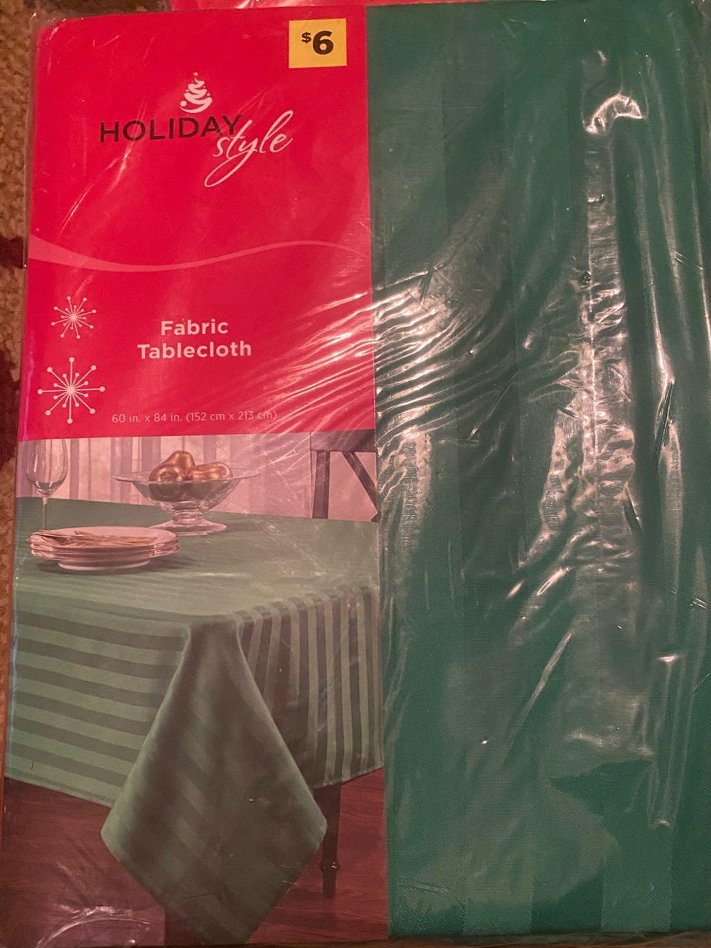 2 Holiday Style Green Fabric Tablecloth